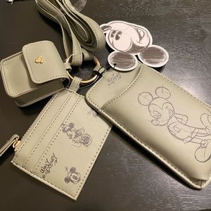 Disney Mickey and Minnie Mouse Set of 3: Coin Purse, Card Holder, and Phone Case